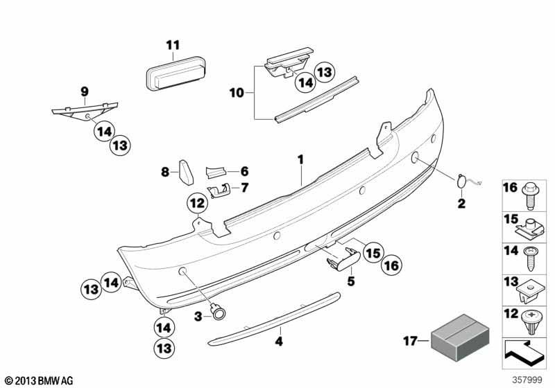 Genuine Rear Right Bumper Molding Trim Covering Chrome Exterior 51 12 7 127 972