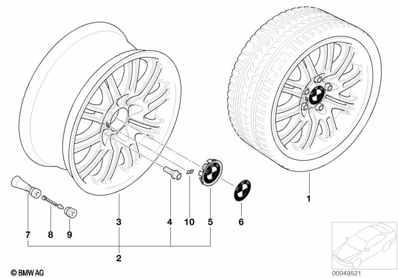 Genuine 19" Wheel Rim Light Alloy Polished 8Jx19 ET:47 36 11 2 229 650
