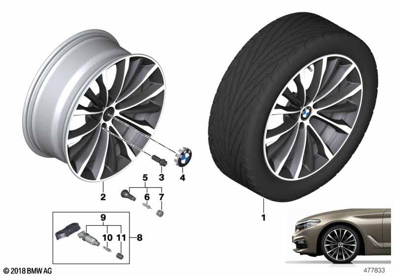 Genuine 19" Wheel Rim Light Alloy Ferric Grey 9Jx19 ET:44 36 11 6 874 438