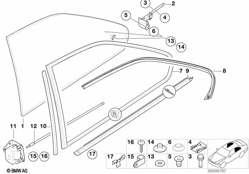 Genuine Rear Right Door Window Covering Seal Replacement 51 36 8 119 964
