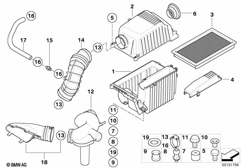 Genuine Intake Silencer Rubber Boot Hose Pipe Line Replacement 13 72 1 491 743