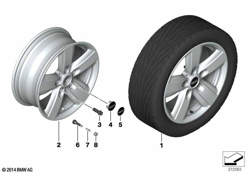 Genuine 16" Wheel Rim Light Alloy Silver 6.5Jx16 ET:46 36 10 9 811 729