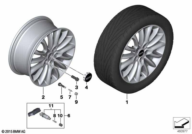 Genuine 17" Disc Wheel Light Alloy Bright Silver 7.5Jx17 ET:54 36 11 6 856 047