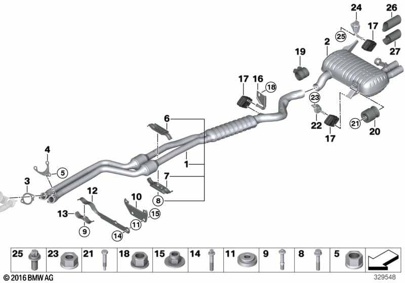 Genuine Rear Exhaust Silencer With Exhaust Flap Replacement 18 30 7 647 131