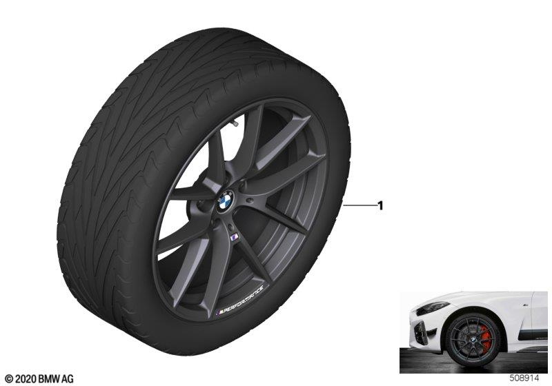 Genuine 19" TPM Wheel Tyre Set Summer Gunmetal Grey R19 Y Spoke 36 11 5 A4F FD9
