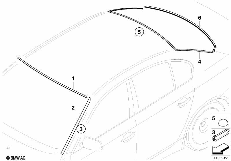 Genuine Rear Bottom Window Cover Seal Glazing Sealing Gasket 51 31 7 115 412