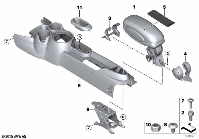 Genuine Centre Console Armrest Holder Bracket Frame Interior 51 16 9 266 367