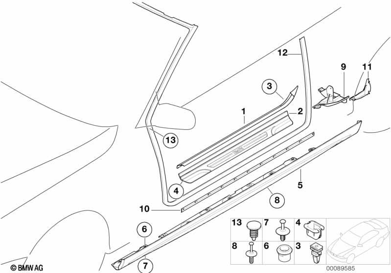 Genuine Right Driver Side OS Interior Entrance Cover Strip Black 51 47 8 239 968