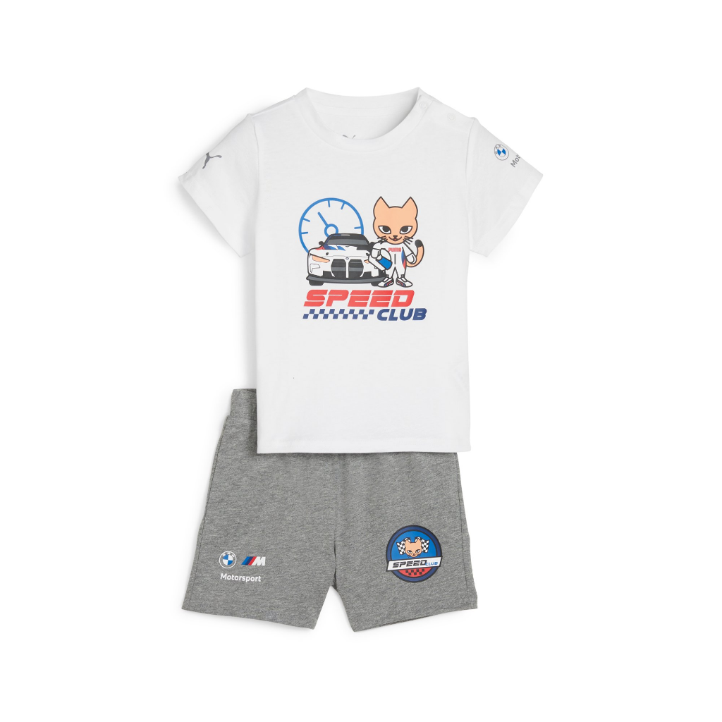 Genuine M Motorsport Baby Toddler Set White Grey Shorts T Shirt Tee Top