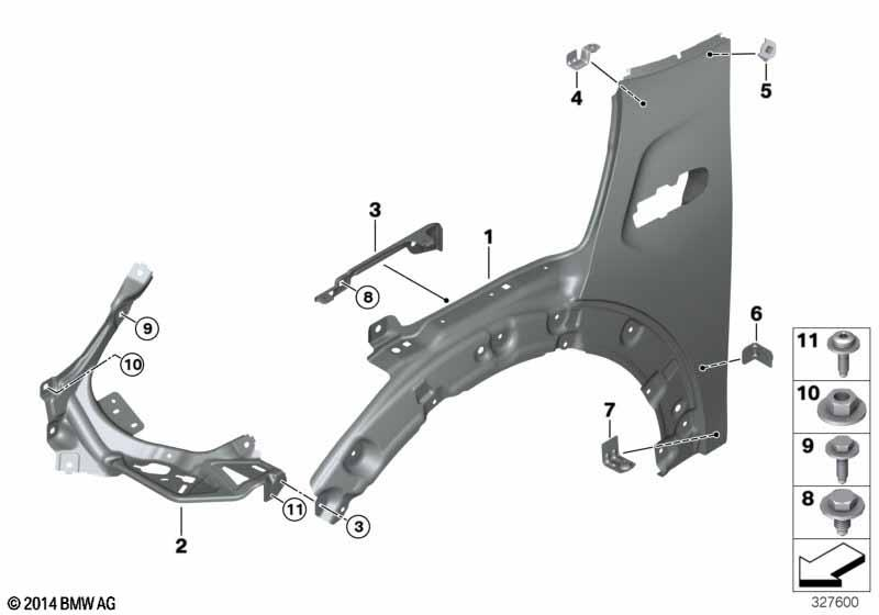 Genuine Front Right Driver Side OS Headlight Mounting Mount 51 64 7 301 600