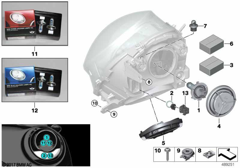 Genuine Headlight Headlamp Holder Set Additional Parts 63 11 7 383 206
