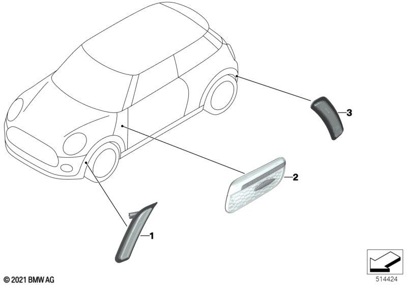 Genuine Front Right OS Additional Turn Indicator Light Lamp JCW 63 17 9 879 006