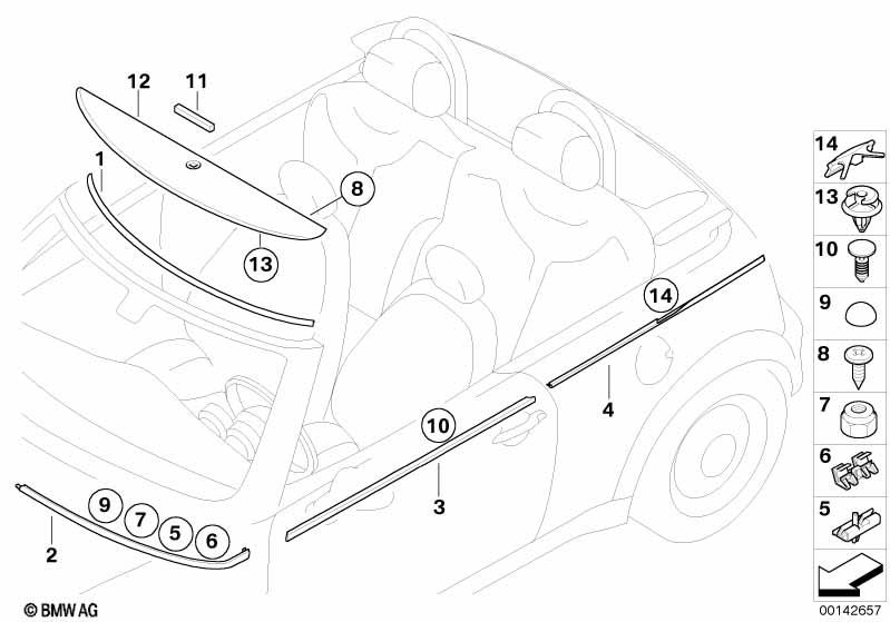 Genuine Right Driver Side OS Bottom Window Windshield Cover 51 31 7 051 528