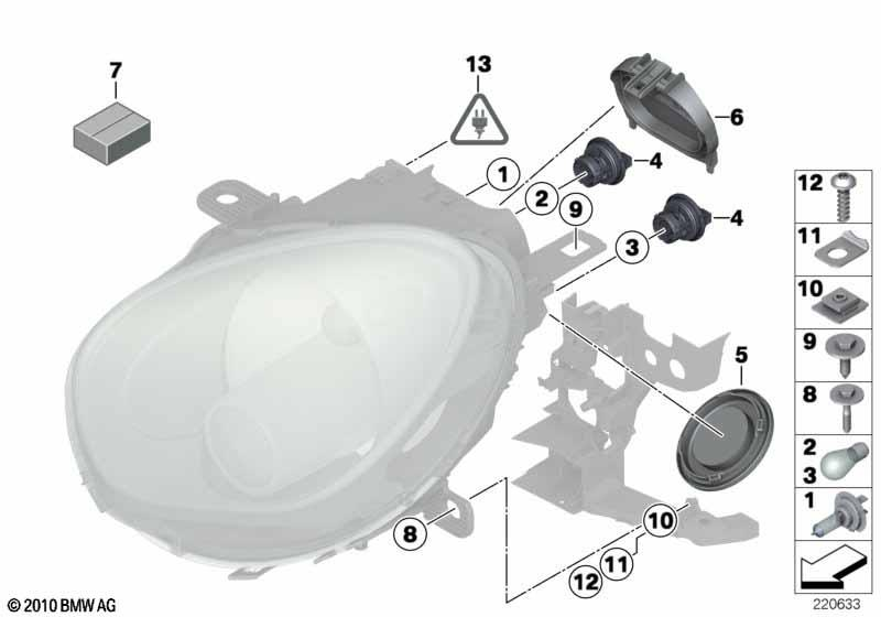 Genuine Right Driver Side OS Headlight Holder Repair Kit 61 11 9 807 304