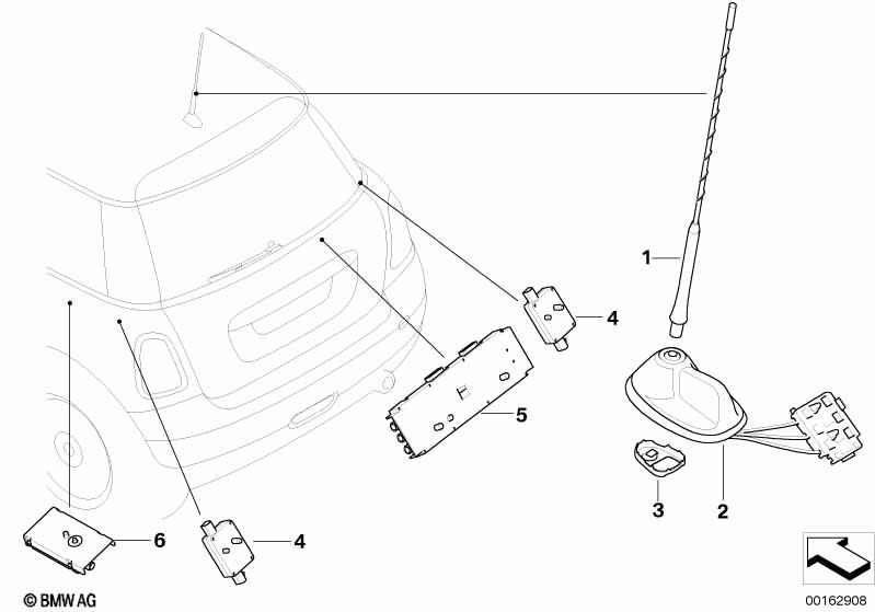 Genuine Car Roof Antenna Aerial Mist Arial AM FM TEL GPS 65 20 3 456 088