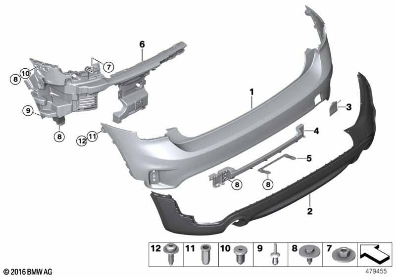 Genuine Rear Bottom Band Bumper Grille Black PDC Replacement 51 12 7 391 202