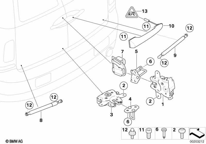 Genuine Rear Right Driver Side OS Split Door Lock Replacement 51 49 2 754 459