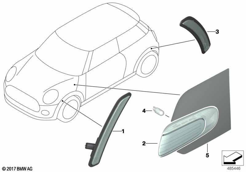 Genuine Front Right OS Additional Turn Indicator Light Lamp 63 13 9 482 820