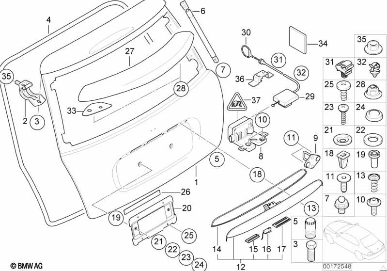 Genuine Rear Trunk Lid Gasket Seal Boot Hatch Tailgate Spare 51 71 7 132 471