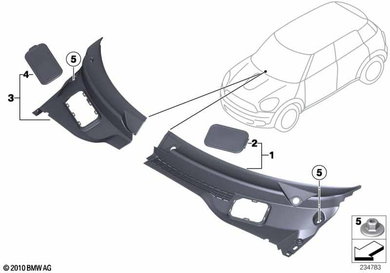 Genuine Left Passenger Side NS Apron Cover Cowl Firewall RHD 51 71 9 808 097