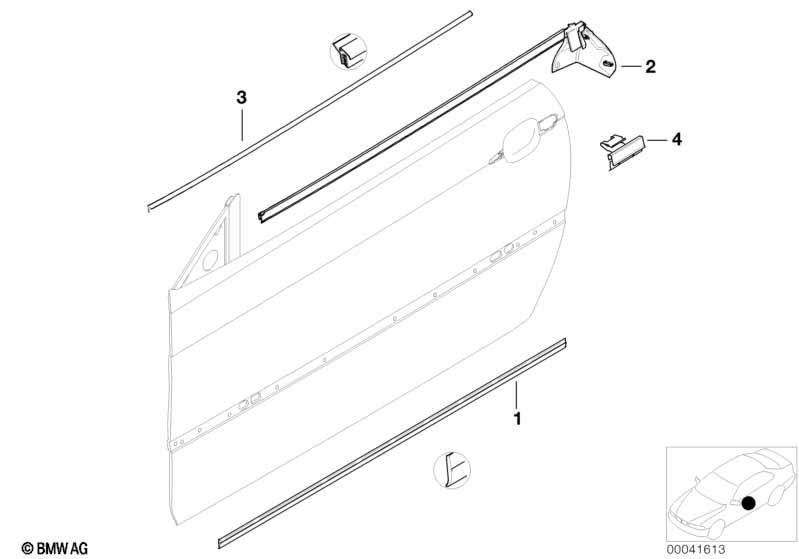 Genuine Left Outer Weatherstrip Trim Matte Shadowline Black 51 32 8 227 625