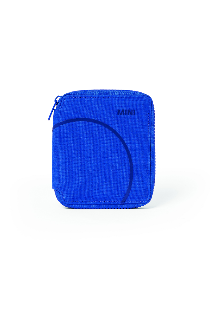 Genuine Wallet Outline Print Blazing Blue Zip 4 Card Slots Coin Pocket 80 21 5 B32 0C0