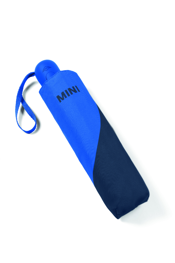 Genuine Umbrella Foldable Car Face Detail Blazing Blue Indigo Push Button 80 23 5 B32 0F2