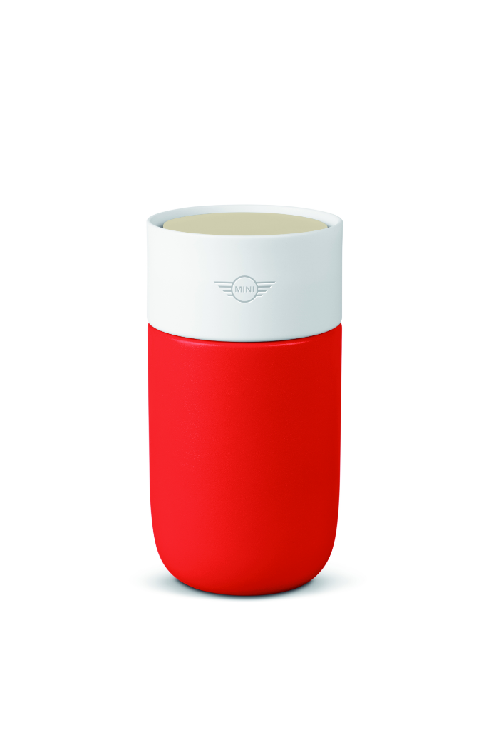Genuine Travel Mug Colour Block 300ml Rebel Red White Vibrant Silver 80 28 5 B32 107