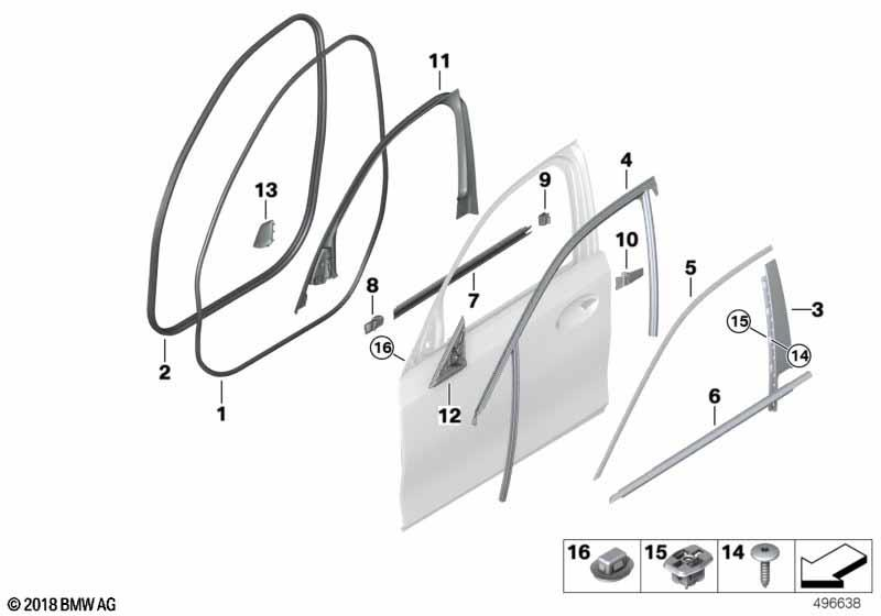 Genuine Front Door Edge Protection Seal Rubber Strip Trim 51 72 7 497 912