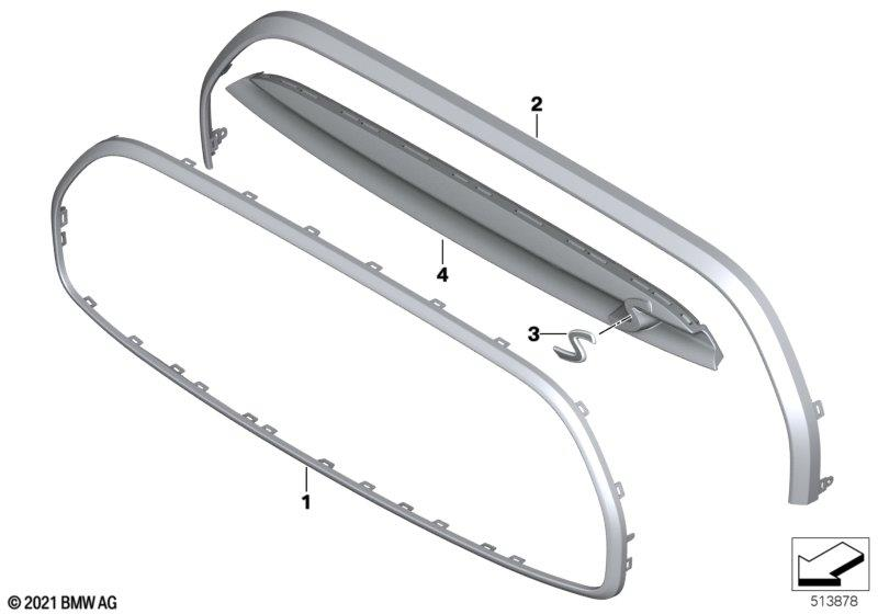 Genuine Trim Grille Frame Fits F57 BEV F57 LCI F55 LCI 51119450552