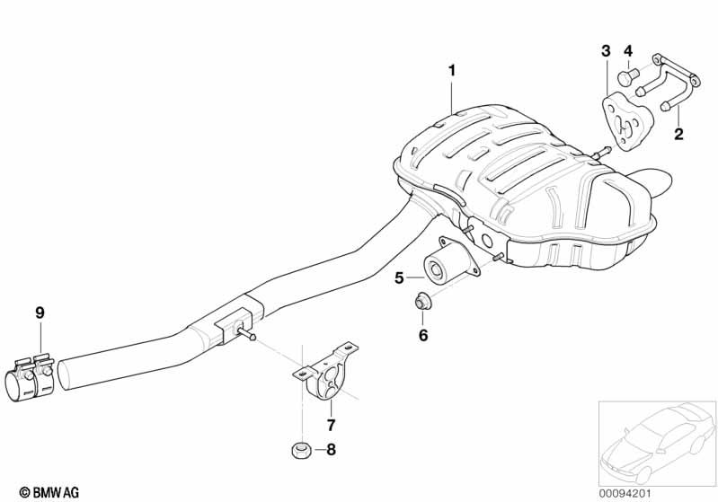 Genuine Rear Exhaust Silencer/Muffler Bracket 18 21 7 788 326