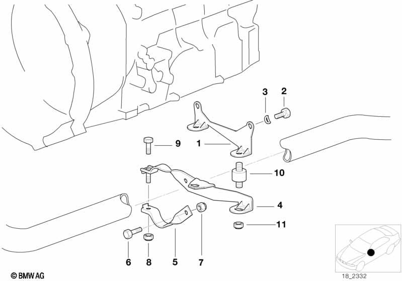 Genuine Exhaust Silencer/Muffler Bracket 18 30 1 432 595