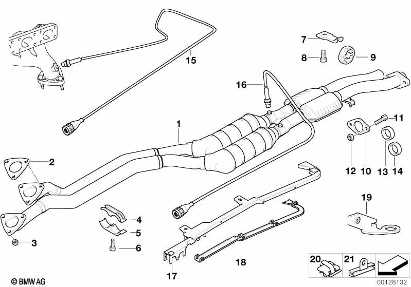 Genuine Front Exhaust Silencer/Muffler 18 30 1 740 994