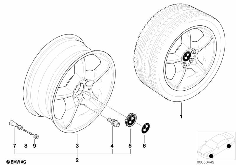 Genuine Alloy Wheel x1 17" Star-Spoke 57 Rim 36 11 1 096 159 view 2