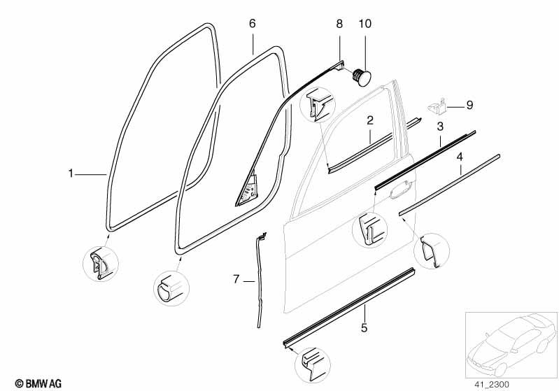 Genuine Front Door Sealing Gasket Edge Protector Weatherstrip 51 72 7 116 403 view 2