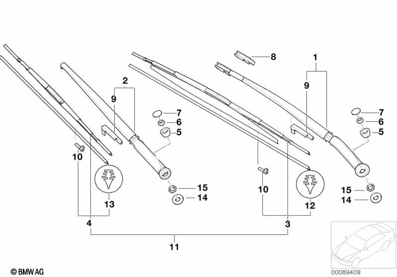 Genuine Front Windscreen Wiper Arm Driver Side 61 61 7 003 932 view 2