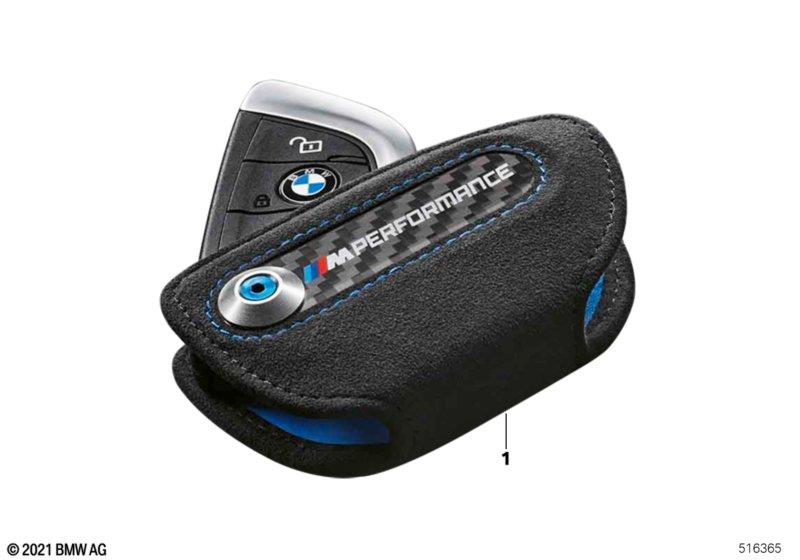 Genuine M Performance Key Fob With Black Alcantara Case 82 29 2 355 519 view 2