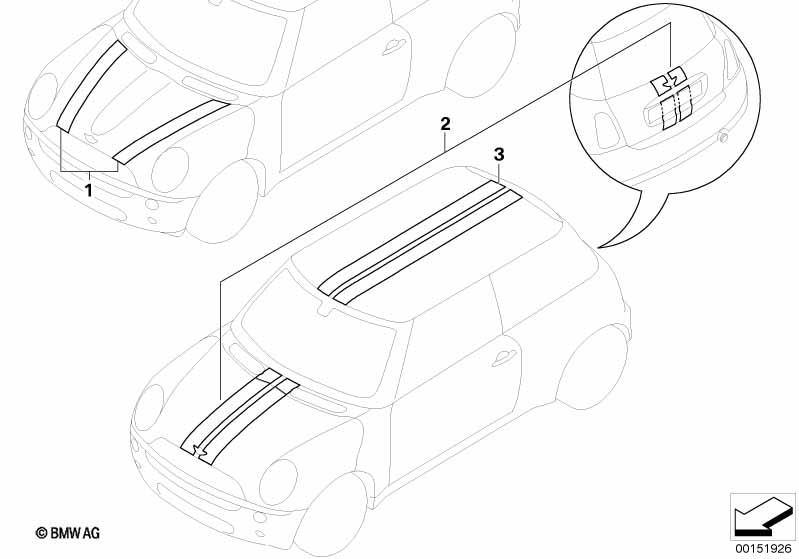 Genuine Ornamental Side Strips Set For Bonnet Tailgate Black 51 14 0 434 968 view 3