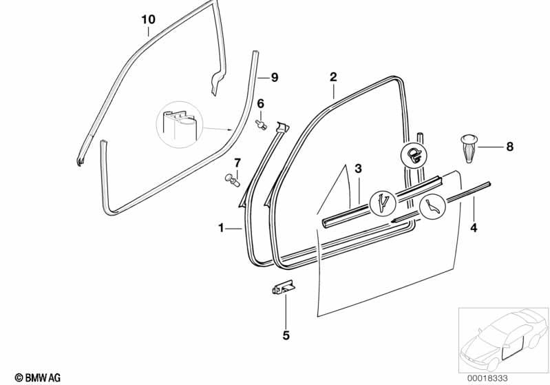 Genuine Front Right Driver Side OS Door Seal Black 51 71 8 397 376