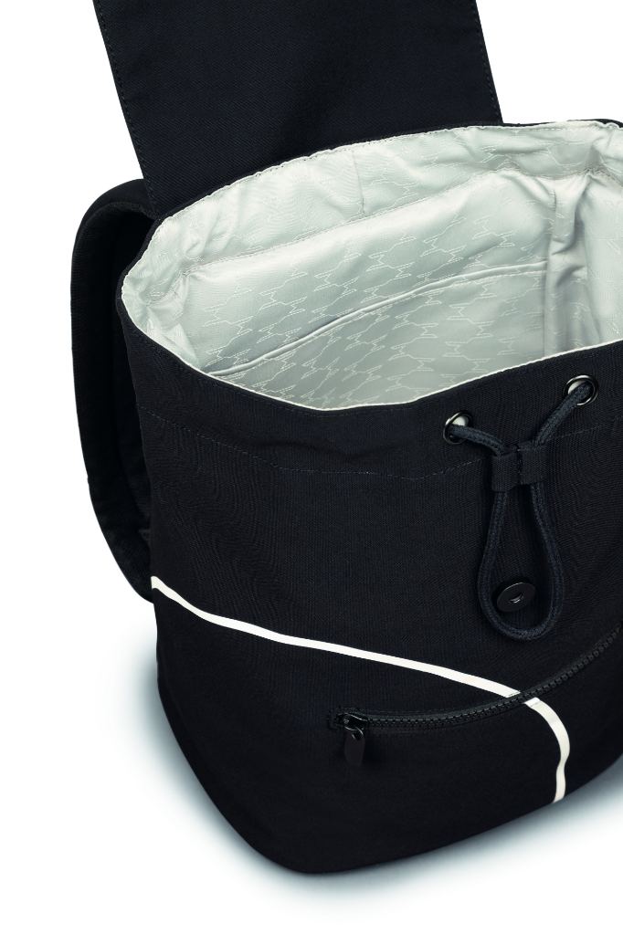 Genuine Backpack Bag Outline Print Black White Zip Open Pocket Travel 80 22 5 B32 0C4 view 3