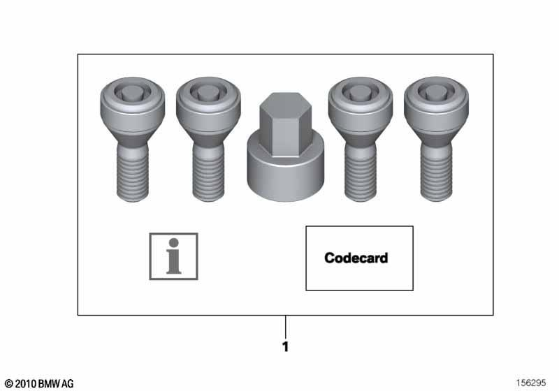 Genuine Wheel Locks Set M14x1.25 Fits F20 F20 LCI F21 F21 LCI 36132453961 view 4