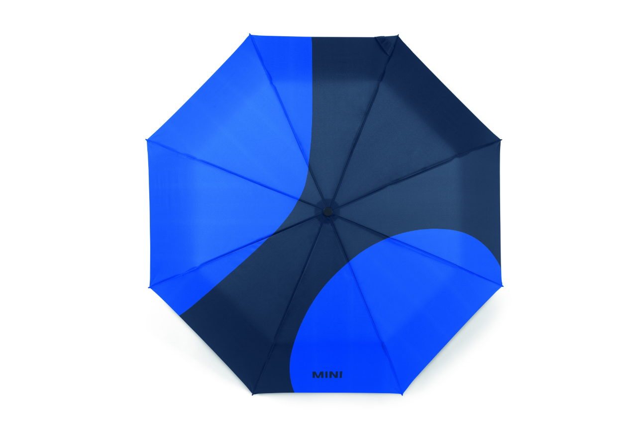 Genuine Umbrella Foldable Car Face Detail Blazing Blue Indigo Push Button 80 23 5 B32 0F2 view 3