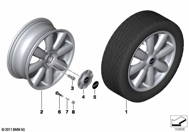 Genuine 17" Silver Hub Cap For 17 Inch Crown Spoke R104 Alloy Wheels 36 13 6 771 002 view 4