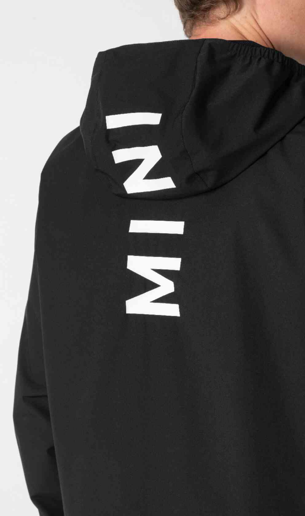 Genuine Wordmark Mens Jacket Black Top Hood Drawstring Full Zip Loose Fit view 3