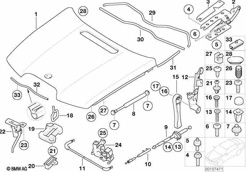 Genuine Engine Hood Mounting Clip 51 71 7 006 757 view 4