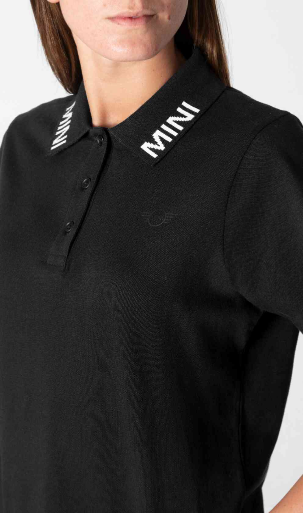 Genuine Wordmark Womens Ladies Polo Shirt Black Tee Top Semi Loose Fit view 4