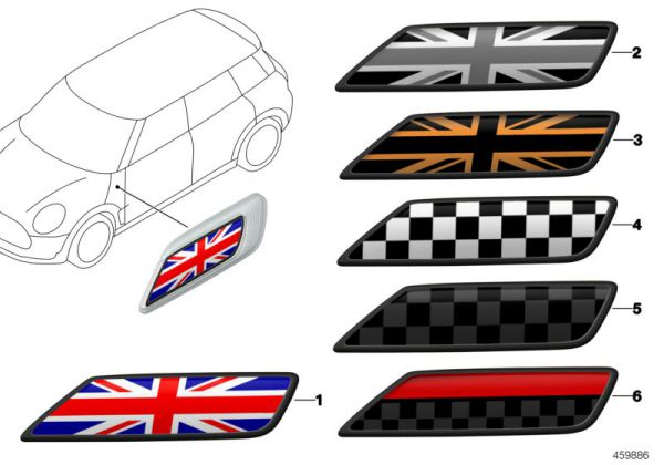 Genuine Clubman Chequered Black/Grey Style Pack - Mirror Covers + Lock Caps view 5