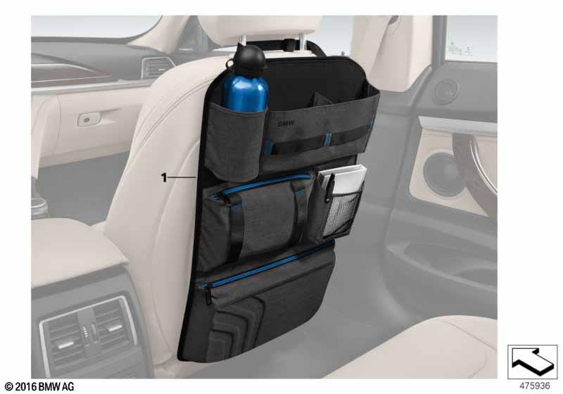 Genuine Seat-Back Headrest Storage Organiser Multi Pocket Pouch 52 12 2 406 212 view 5