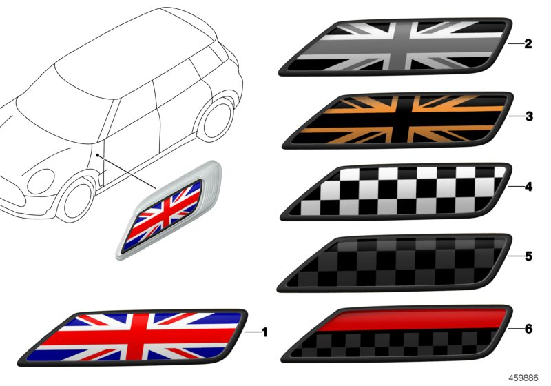 Genuine Clubman Union Jack Style Pack - Scuttle & Mirror + Lock Caps view 5