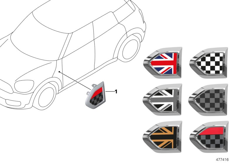 Genuine Countryman Union Jack Style Pack - Scuttle & Mirror + Lock Caps view 5